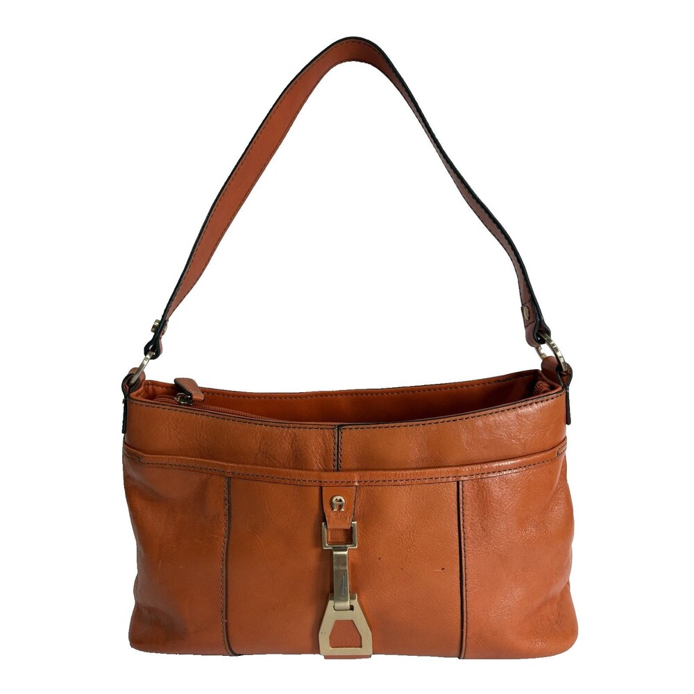 Etienne Aigner Women's Genuine Burnt Orange Leather Shoulder Bag Purse **